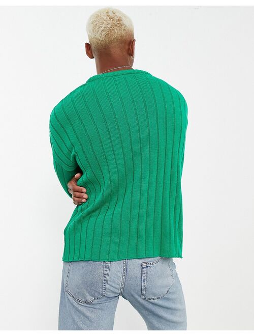 ASOS DESIGN oversized wide ribbed sweater in bright green