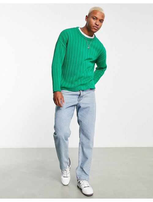 ASOS DESIGN oversized wide ribbed sweater in bright green