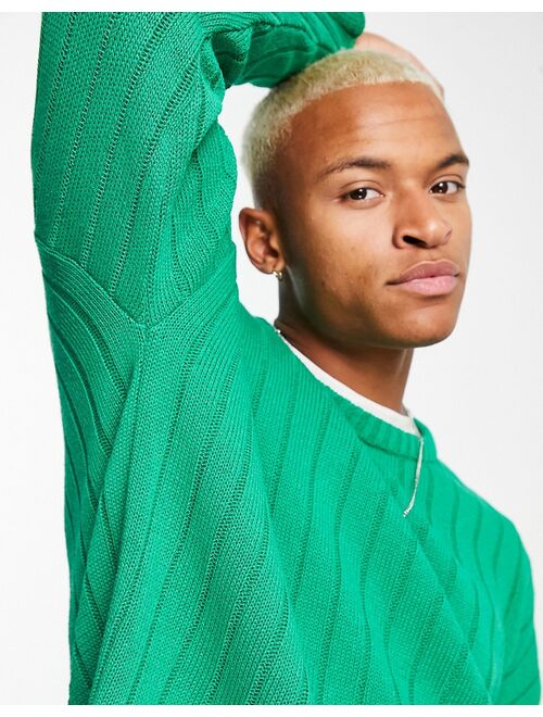 ASOS DESIGN oversized wide ribbed sweater in bright green