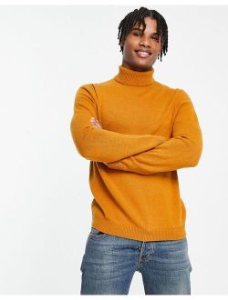 lambswool roll neck jumper in mustard