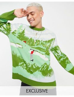 inspired knitted sweater with golf print