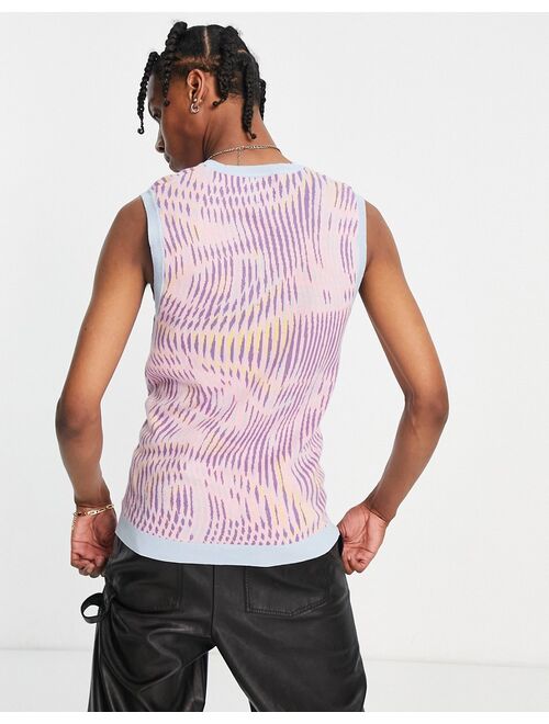 ASOS DESIGN knitted muscle fit tank in marble design