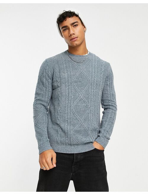 ASOS DESIGN lambswool crew neck sweater in blue