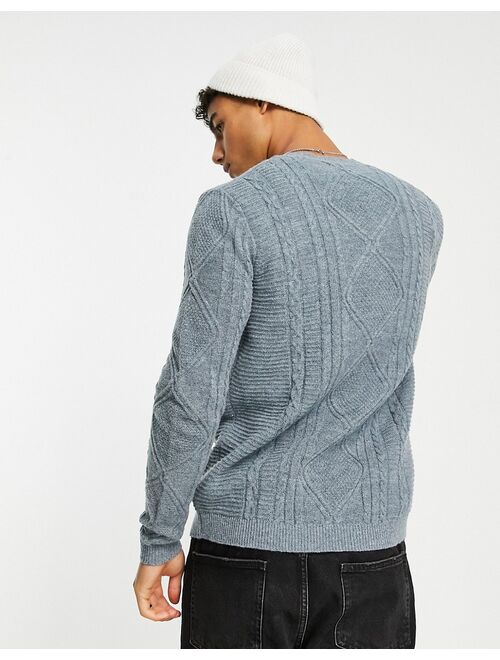 ASOS DESIGN lambswool crew neck sweater in blue