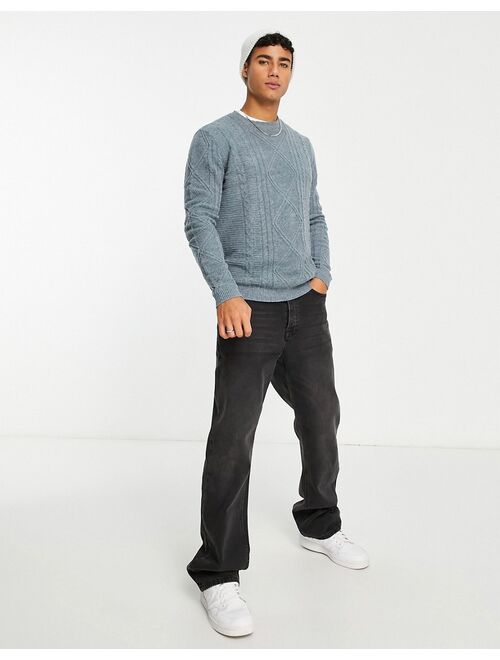 ASOS DESIGN lambswool crew neck sweater in blue