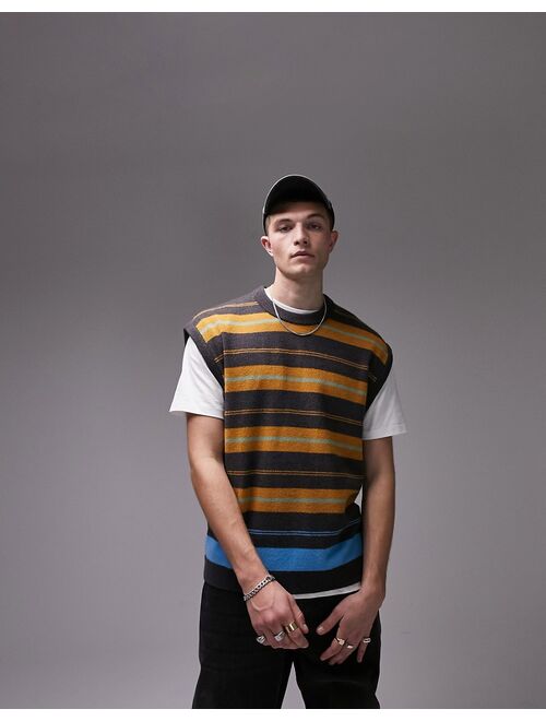 Topman knit tank with stripes in multi