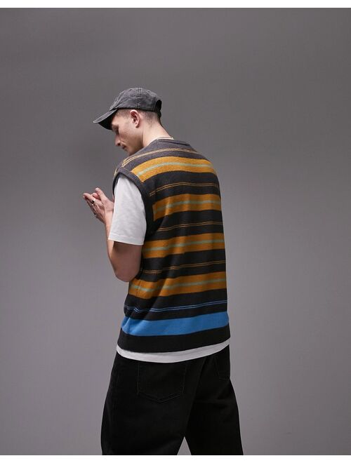 Topman knit tank with stripes in multi