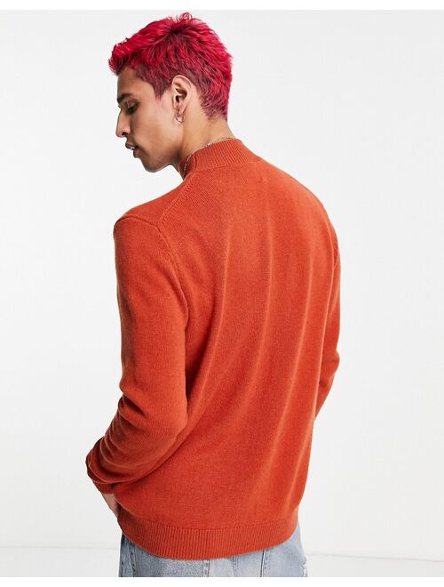 ASOS DESIGN lambswool turtle neck sweater in rust