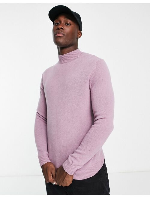 ASOS DESIGN lambswool turtle neck sweater in dusty pink