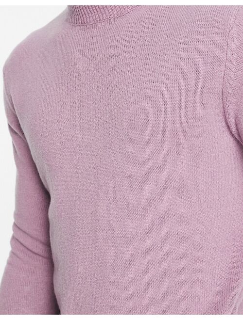 ASOS DESIGN lambswool turtle neck sweater in dusty pink