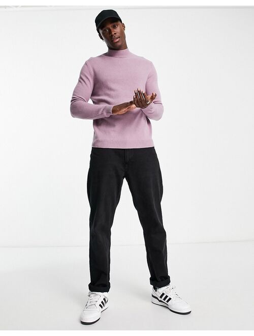 ASOS DESIGN lambswool turtle neck sweater in dusty pink