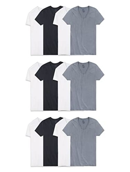 Fruit of the Loom Men's Eversoft Cotton Stay Tucked V-Neck T-Shirt