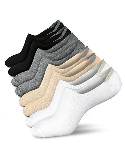 Wernies No Show Socks Women Low Socks Non Slip Flat Boat Line 4/8 Pairs