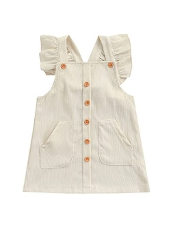 Mubineo Toddler Baby Girl Corduroy Pocket Overall Dress Kids Casual Bib Dresses