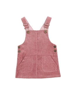 Mubineo Toddler Baby Girl Corduroy Pocket Overall Dress Kids Casual Bib Dresses