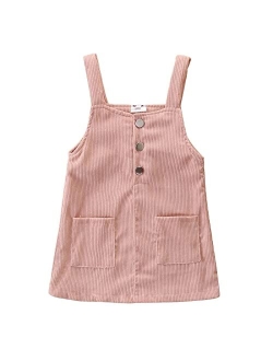 Mubineo Toddler Baby Girl Corduroy Pocket Overall Dress Kids Casual Bib Dresses