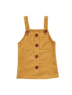 Mubineo Toddler Baby Girl Corduroy Pocket Overall Dress Kids Casual Bib Dresses