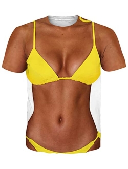 Goodstoworld 3D Novelty Fake Abs Graphic Ugly Tee Shirts for Women and Men