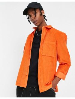 cord shirt in orange