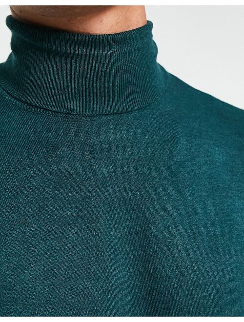 Pull&Bear roll neck sweater in dark green