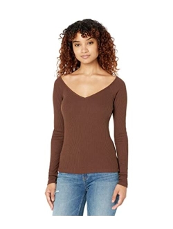 Rib V Off Shoulder Top