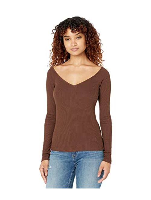 MONROW Rib V Off Shoulder Top