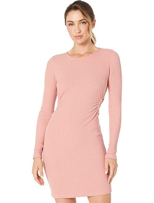 MONROW Brushed Rib Dress w/ Circular Cutout