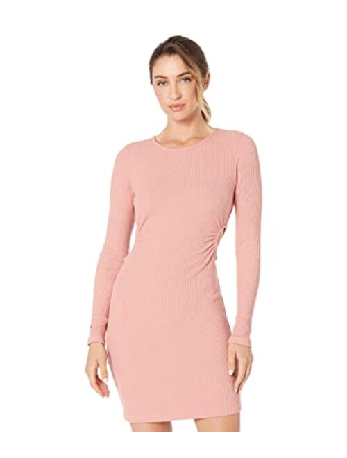 MONROW Brushed Rib Dress w/ Circular Cutout