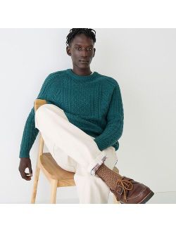 Rugged merino wool cable-knit sweater