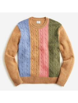 Wool-blend cable-knit sweater in mixed stripe