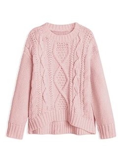 Apbondy Girls Crewneck Sweaters Long Sleeve Cable Knit Chunky Winter Pullover Sweaters Tops