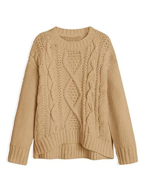 Apbondy Girls Crewneck Sweaters Long Sleeve Cable Knit Chunky Winter Pullover Sweaters Tops