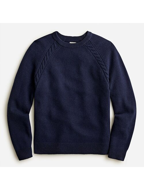 J.Crew Merino wool-nylon cable-knit crewneck sweater