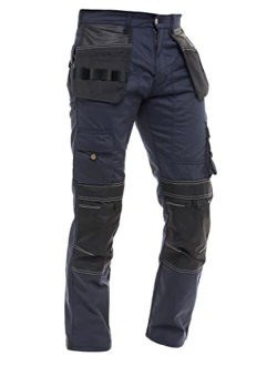 Fashio Ff Fashio Mens Cordura Pants Utility Tool Pockets Carpenter Heavy Duty Knee Reinforced Work Wear Safety Trousers