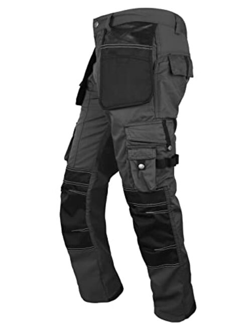 Fashio Ff Fashio Mens Cordura Pants Utility Tool Pockets Carpenter Heavy Duty Knee Reinforced Work Wear Safety Trousers