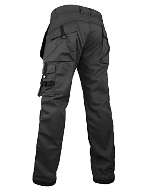 Fashio Ff Fashio Mens Cordura Pants Utility Tool Pockets Carpenter Heavy Duty Knee Reinforced Work Wear Safety Trousers