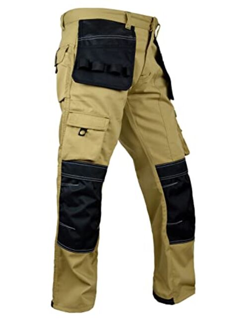 Fashio Ff Fashio Mens Cordura Pants Utility Tool Pockets Carpenter Heavy Duty Knee Reinforced Work Wear Safety Trousers