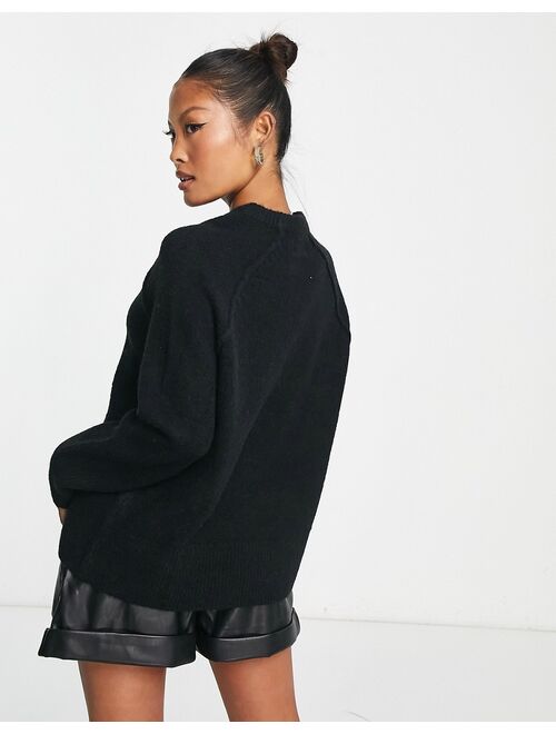 ASOS Petite ASOS DESIGN Petite oversized crew neck sweater in black