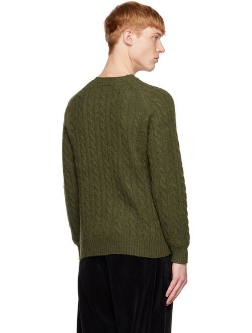 BEAMS PLUS Wool Long Sleeve Green 5G Pullover Sweater