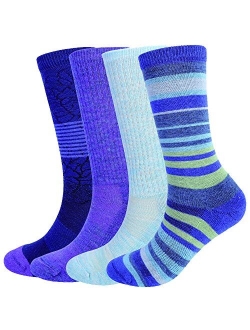 EnerWear 4 Pack Women's Merino Wool Outdoor Hiking Trail Crew Sock