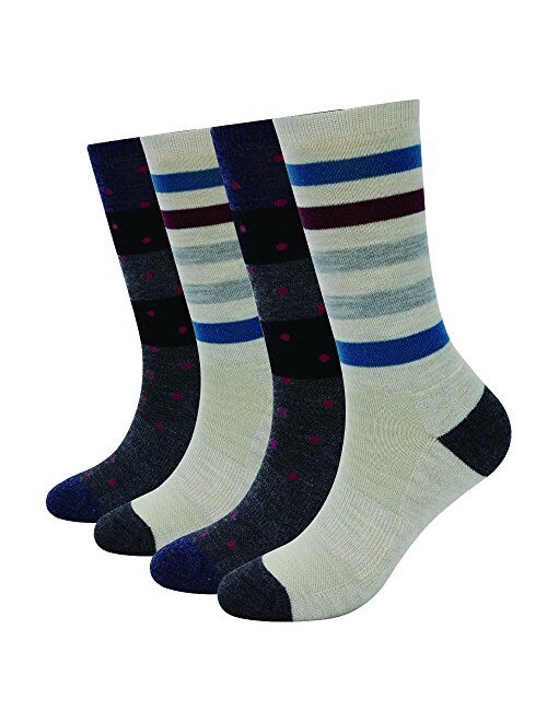 EnerWear 4 Pack Women's Merino Wool Outdoor Hiking Trail Crew Sock