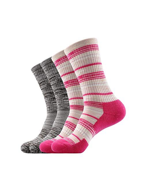 ECOEY LUNAR Women's Merino Wool Outdoor Hiking Trail Crew Sock 4 Pairs