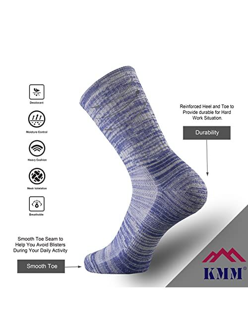 KMM Ladies Merino Wool Cushion Crew Socks Women Outdoor Hiking Hike Casual Extra Fine Trail Soft Lightweight Breathable