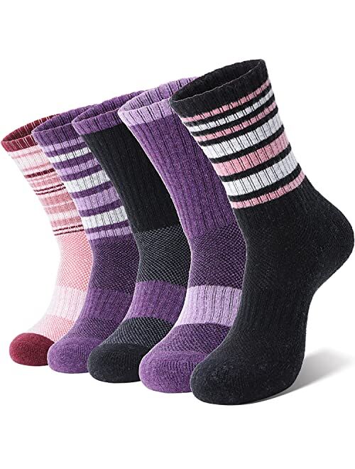 Anlisim Merino Wool Hiking Socks for Women Thermal Winter Warm Boot Work Cushion Gift Socks 5 Pairs