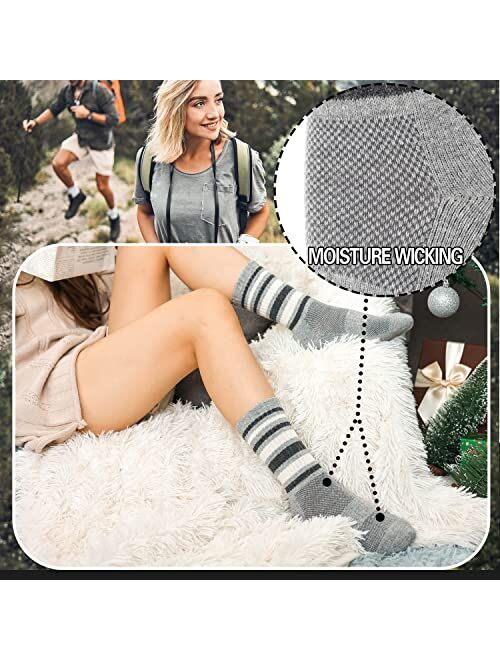 EBMORE Womens Merino Wool Hiking Socks Thermal Warm Winter Boot Crew Cushion Work Gift Socks 5 Pairs