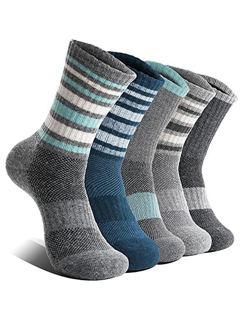 EBMORE Womens Merino Wool Hiking Socks Thermal Warm Winter Boot Crew Cushion Work Gift Socks 5 Pairs