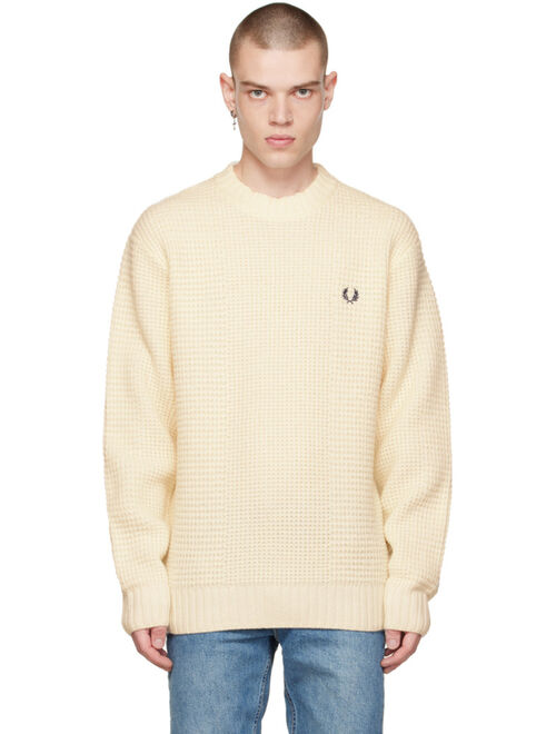 FRED PERRY Off-White Textured Sweater