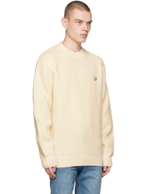 FRED PERRY Off-White Textured Sweater