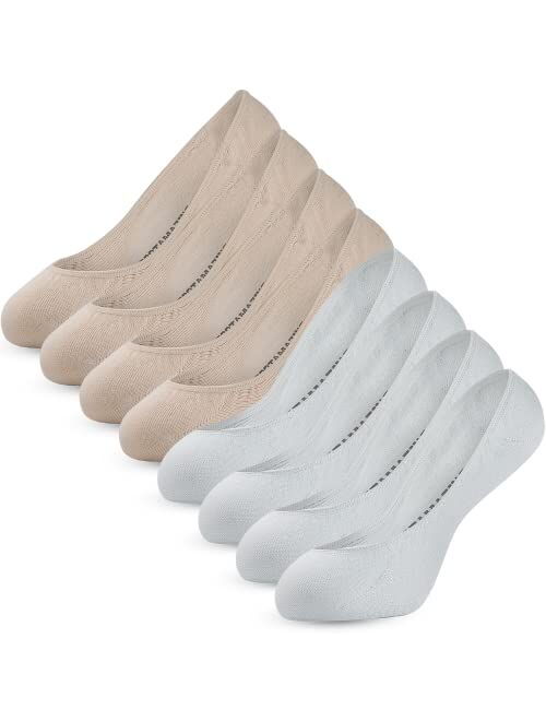 Foot Amazing Women's No Show Liner Socks, 8 Pack Low Cut Non Slip Ankle Socks,Invisible Socks for Flat Boat