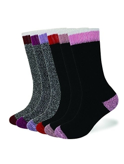 Enerwear-Coolmax 6P Pack Girl's/Women's Cotton Outdoor Hiking Crew Socks